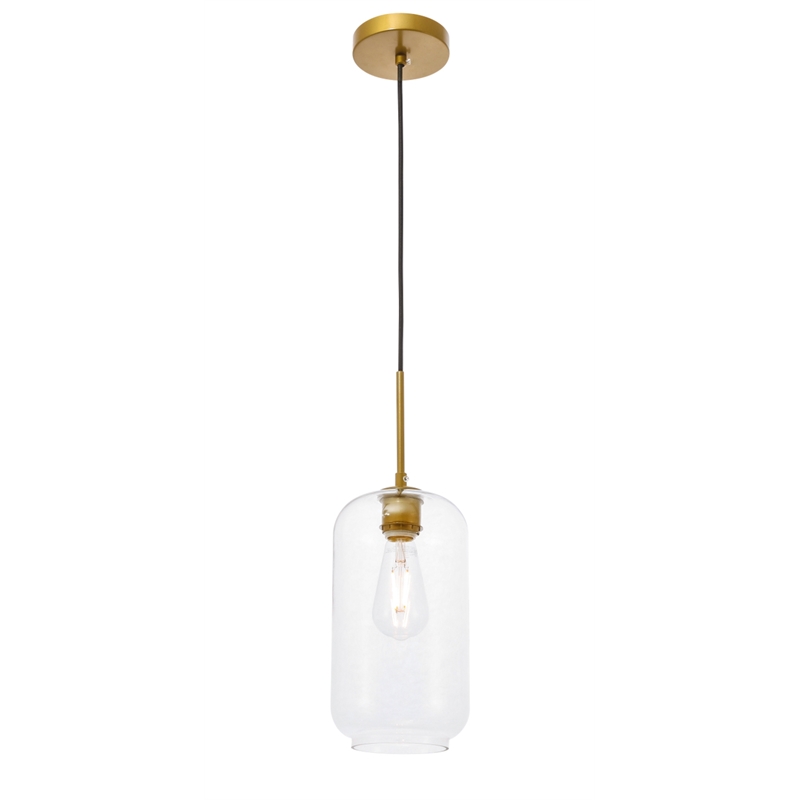 Living District Collier 1 Light Brass and Clear Glass Pendant