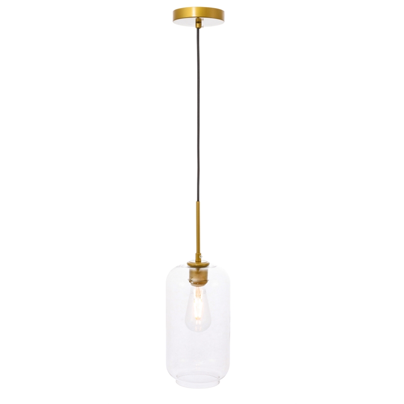 Living District Collier 1 Light Brass and Clear Glass Pendant