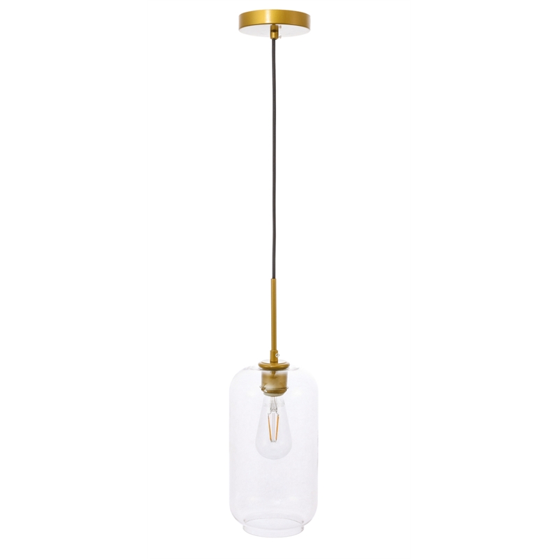 Living District Collier 1 Light Brass and Clear Glass Pendant