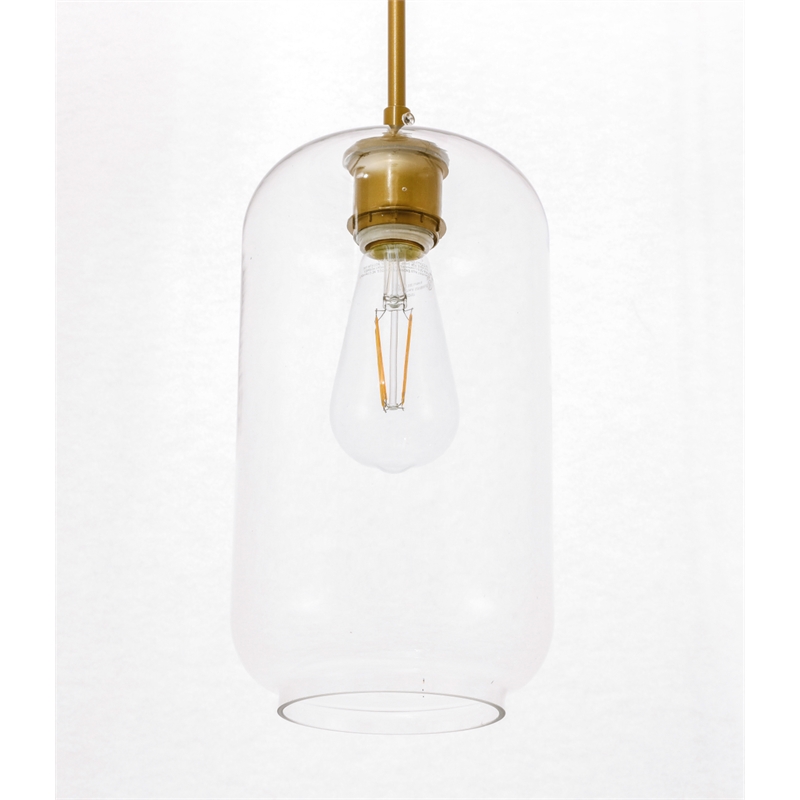 Living District Collier 1 Light Brass and Clear Glass Pendant
