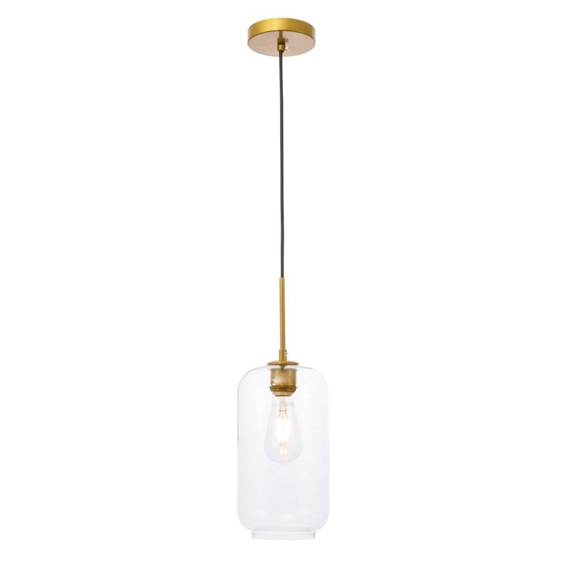 Living District Collier 1 Light Brass and Clear Glass Pendant