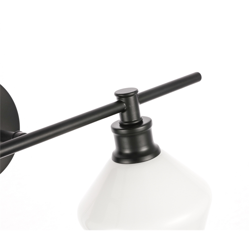 Living District Gene 1 Light Black and Frosted White Glass Right Wall Sconce
