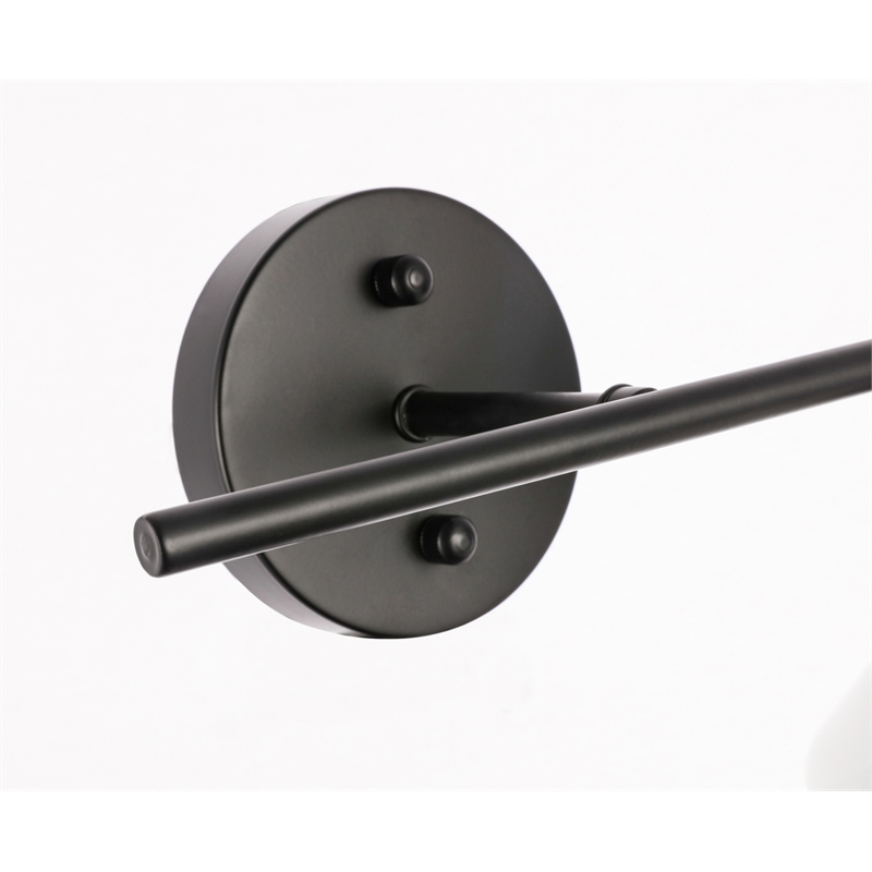 Living District Gene 1 Light Black and Frosted White Glass Right Wall Sconce