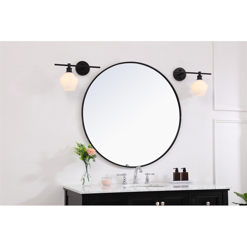 Living District Gene 1 Light Black and Frosted White Glass Right Wall Sconce