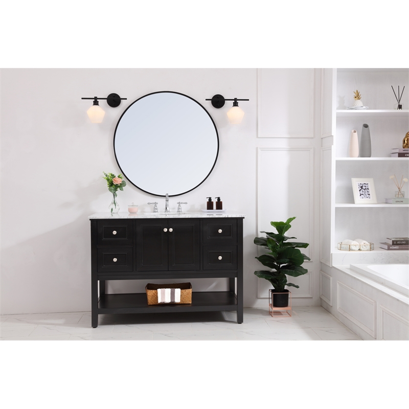 Living District Gene 1 Light Black and Frosted White Glass Right Wall Sconce