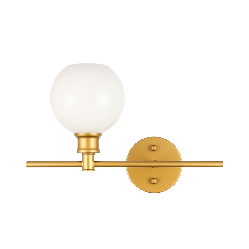 Living District Collier 1 Light Brass and Frosted White Glass Right Wall Sconce