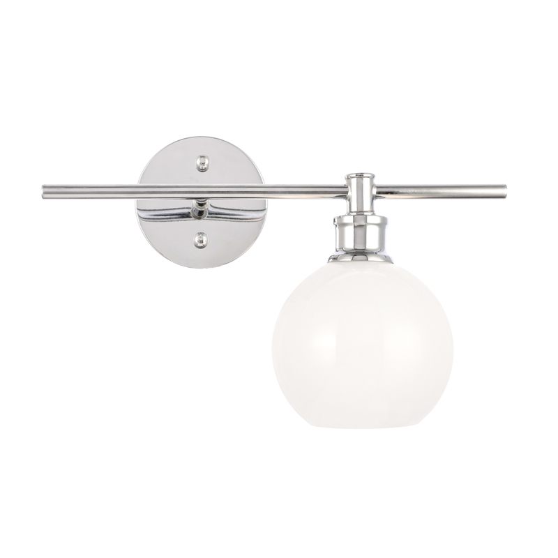 Living District Collier 1 Light Chrome and Frosted White Glass Right Wall Sconce