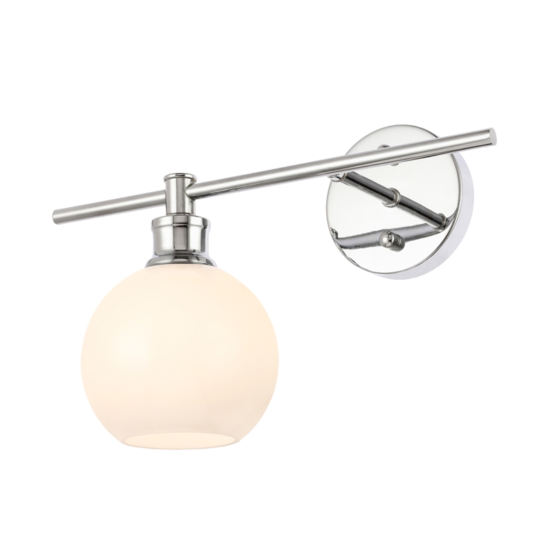 Living District Collier 1 Light Chrome and Frosted White Glass Left Wall Sconce