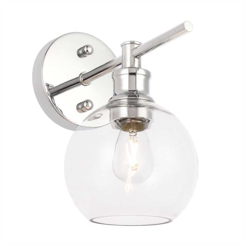 Living District Collier 1 Light Chrome and Clear Glass Wall Sconce