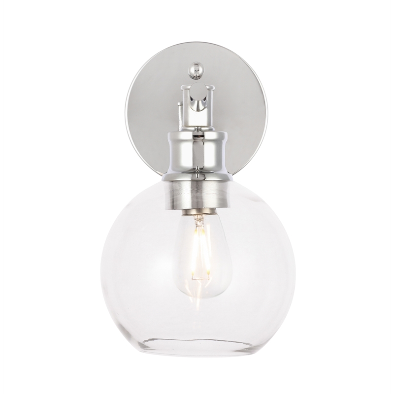 Living District Collier 1 Light Chrome and Clear Glass Wall Sconce