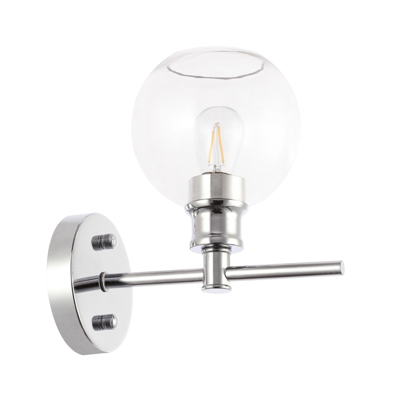 Living District Collier 1 Light Chrome and Clear Glass Wall Sconce