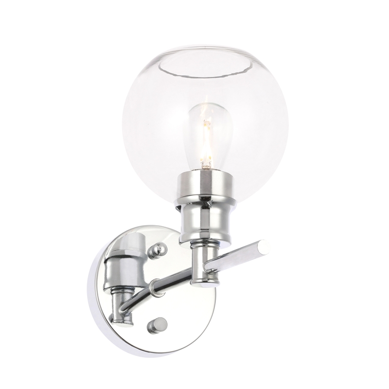 Living District Collier 1 Light Chrome and Clear Glass Wall Sconce