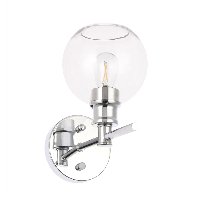 Living District Collier 1 Light Chrome and Clear Glass Wall Sconce