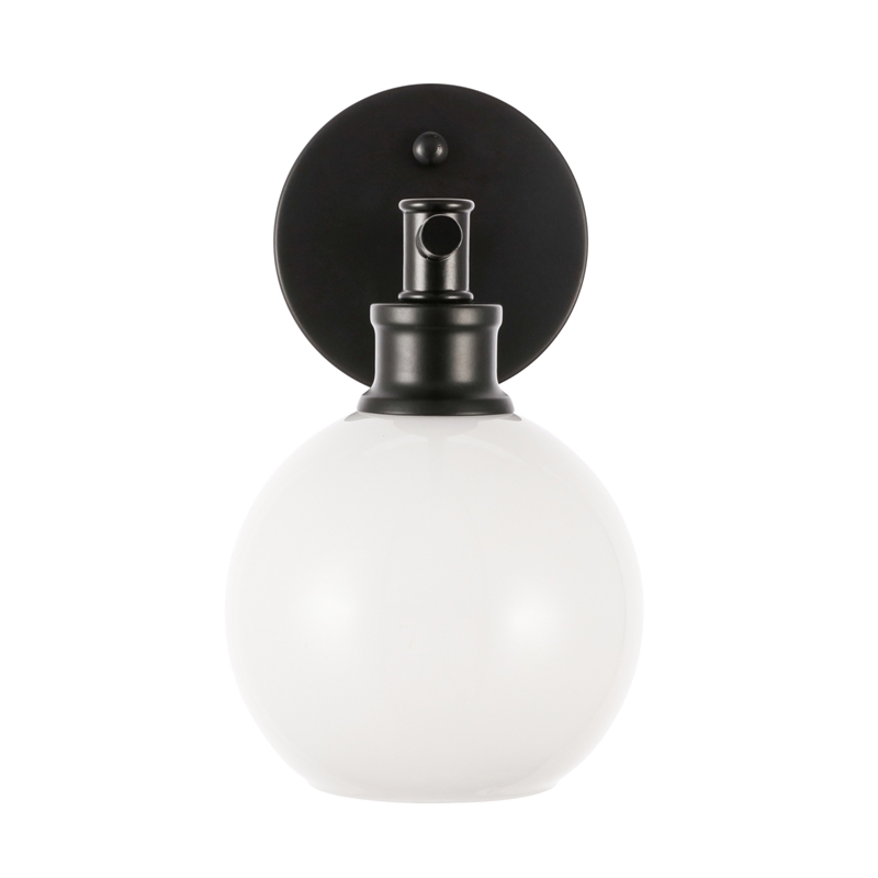 Living District Collier 1 Light Black and Frosted White Glass Wall Sconce