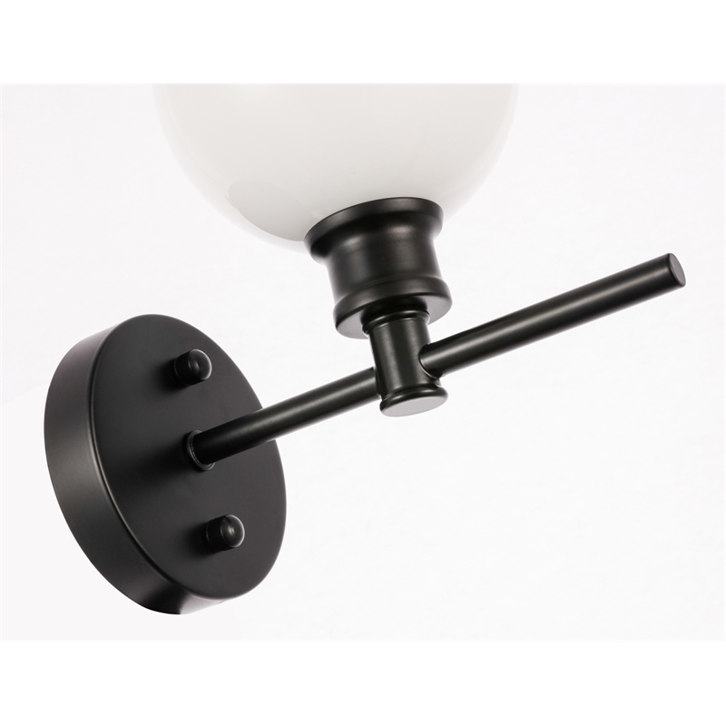 Living District Collier 1 Light Black and Frosted White Glass Wall Sconce