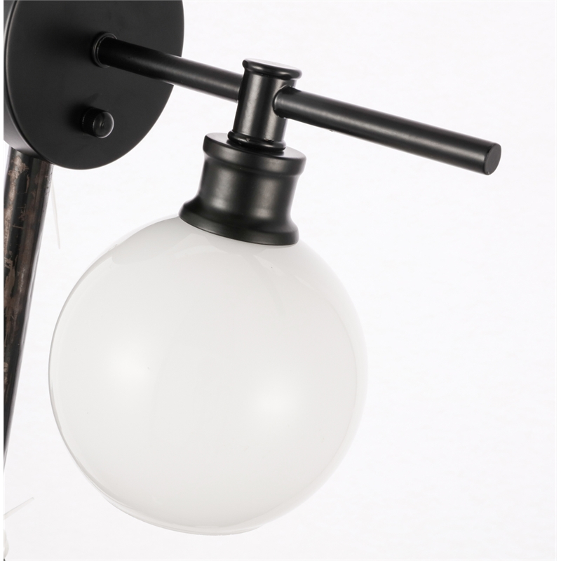 Living District Collier 1 Light Black and Frosted White Glass Wall Sconce