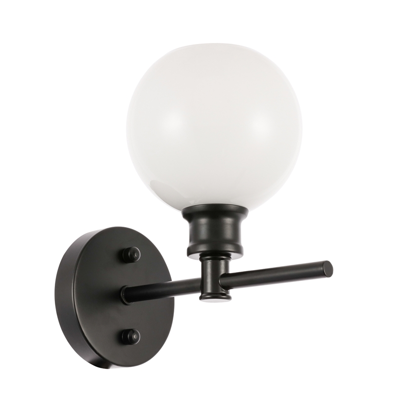 Living District Collier 1 Light Black and Frosted White Glass Wall Sconce