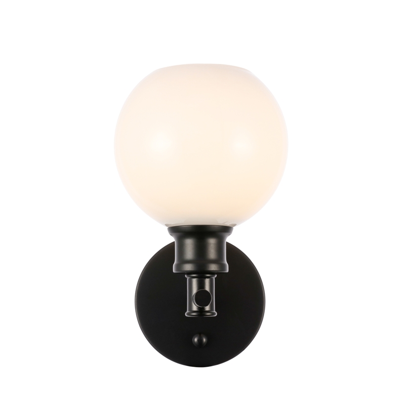 Living District Collier 1 Light Black and Frosted White Glass Wall Sconce