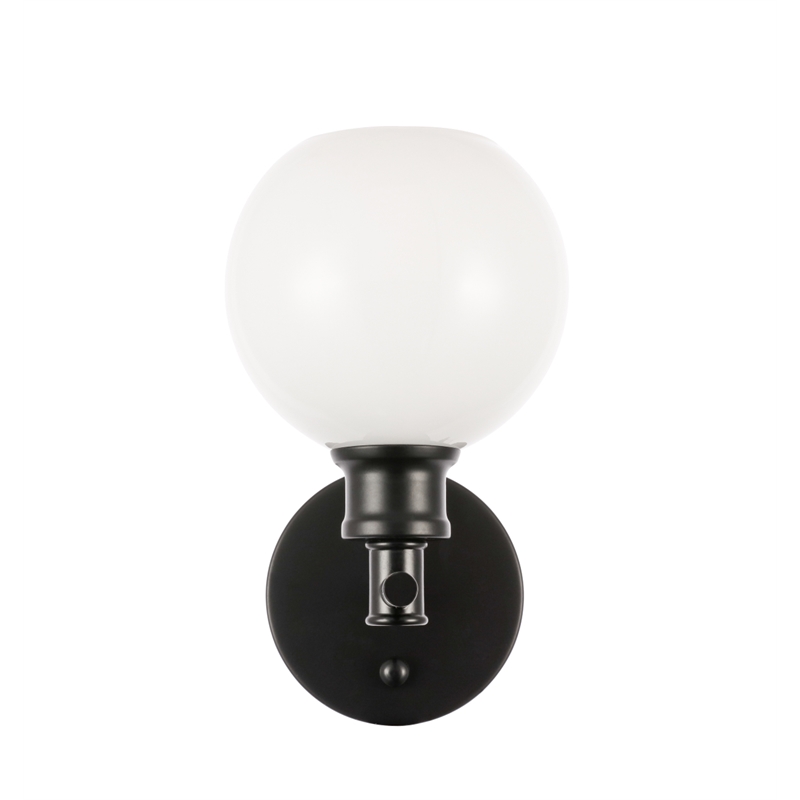 Living District Collier 1 Light Black and Frosted White Glass Wall Sconce