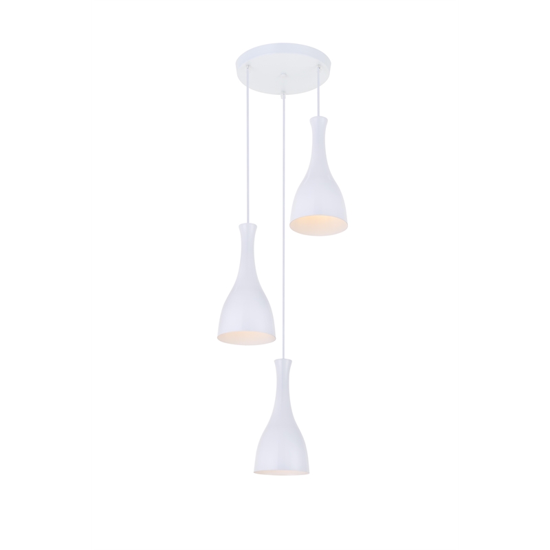 Living District Aiken 3 Light White Pendant