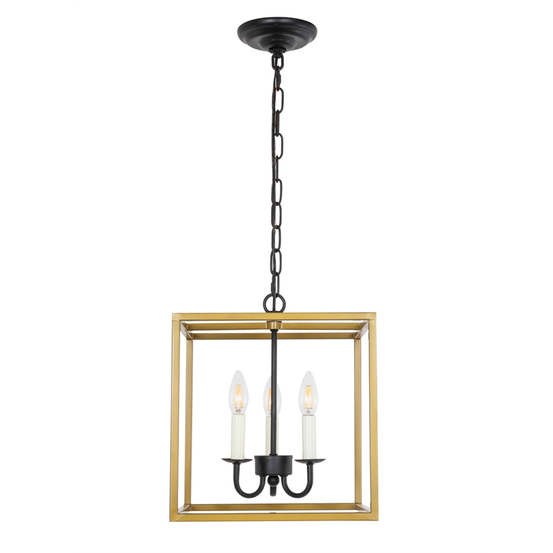 Living District Eclipse 3 Light Brass and Black Pendant
