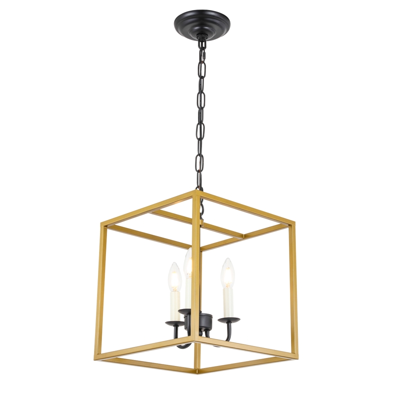 Living District Eclipse 3 Light Brass and Black Pendant