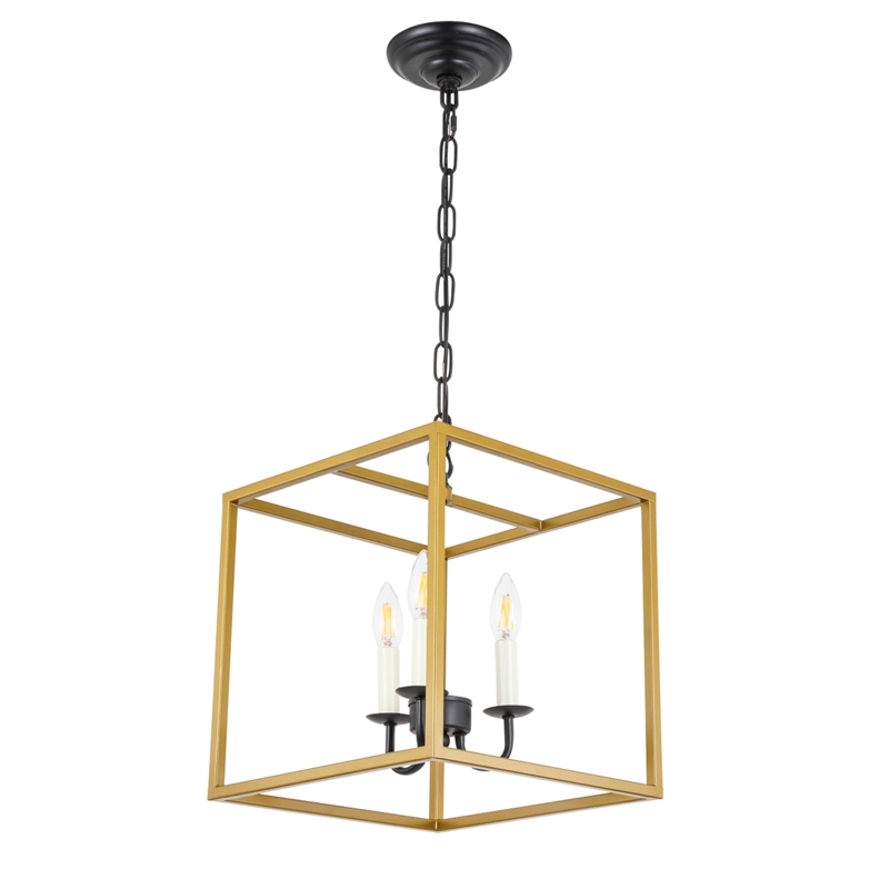 Living District Eclipse 3 Light Brass and Black Pendant