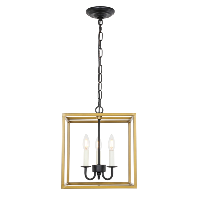 Living District Eclipse 3 Light Brass and Black Pendant
