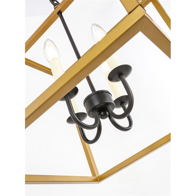 Living District Eclipse 4 Light Brass and Black Pendant