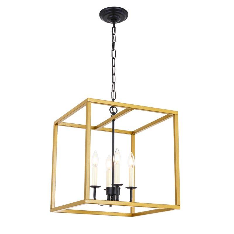 Living District Eclipse 4 Light Brass and Black Pendant