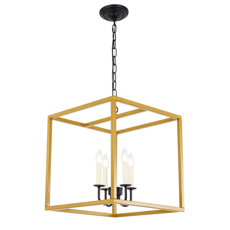 Living District Eclipse 4 Light Brass and Black Pendant
