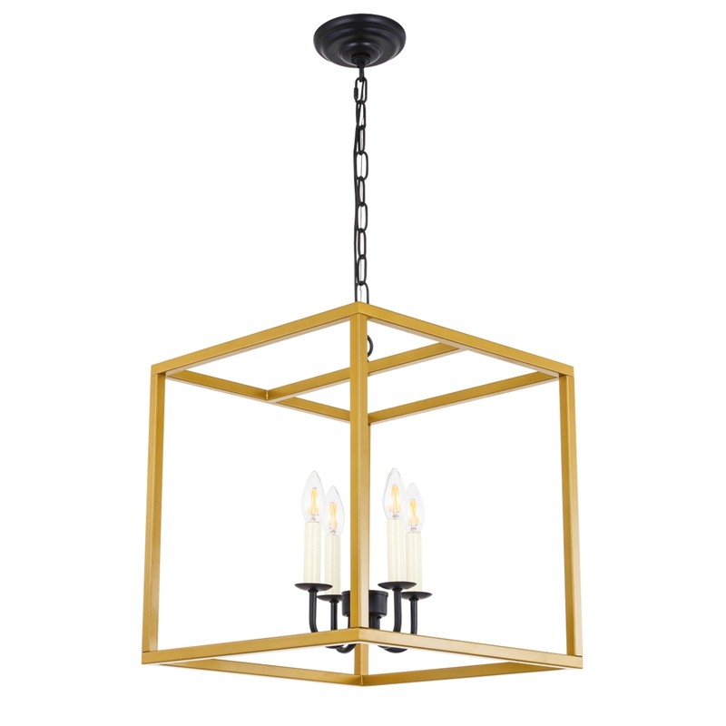 Living District Eclipse 4 Light Brass and Black Pendant