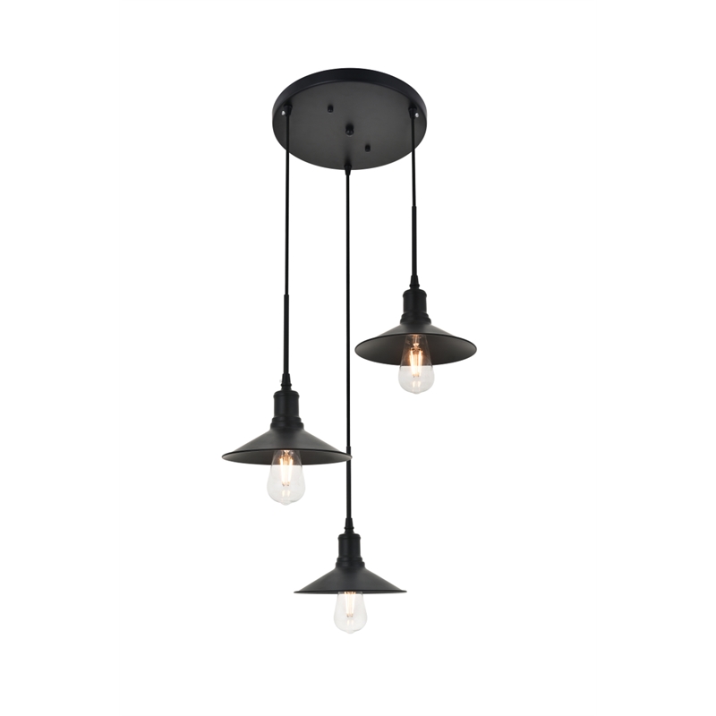 Living District Etude 3 Light Black Pendant