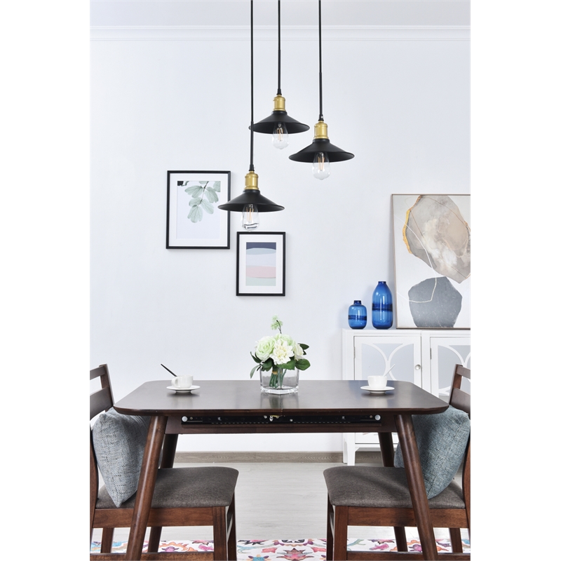 Living District Etude 3 Light Brass and Black Pendant