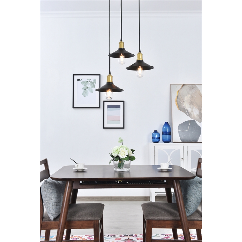 Living District Etude 3 Light Brass and Black Pendant