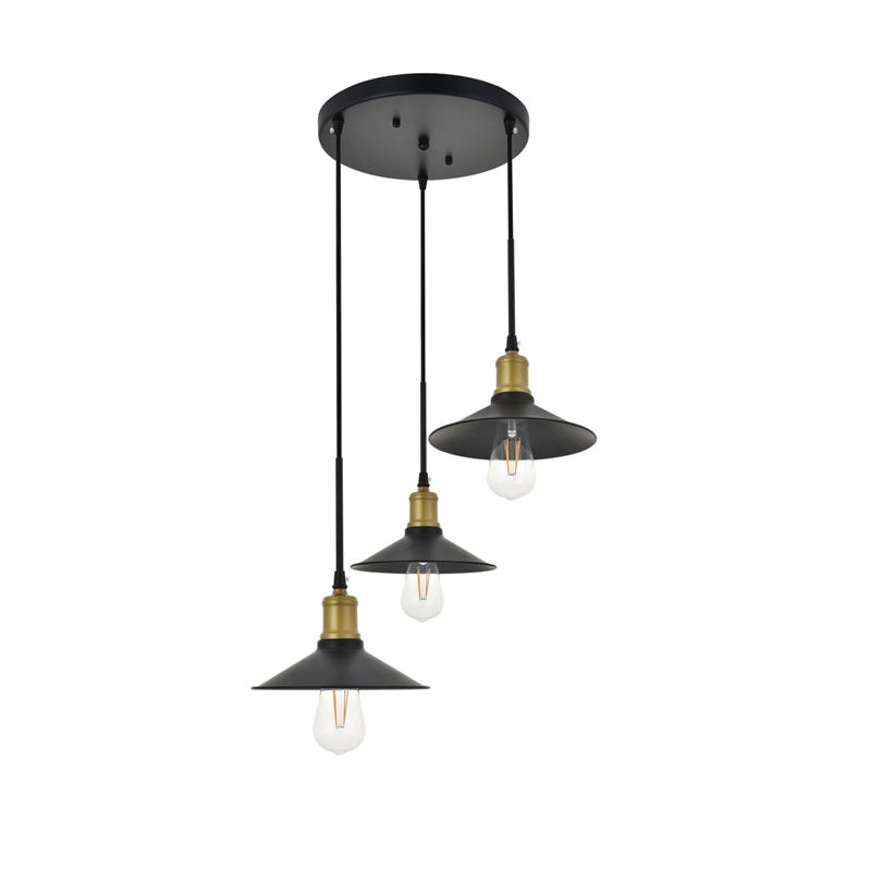 Living District Etude 3 Light Brass and Black Pendant