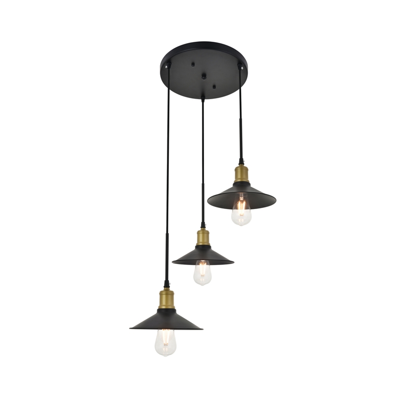 Living District Etude 3 Light Brass and Black Pendant