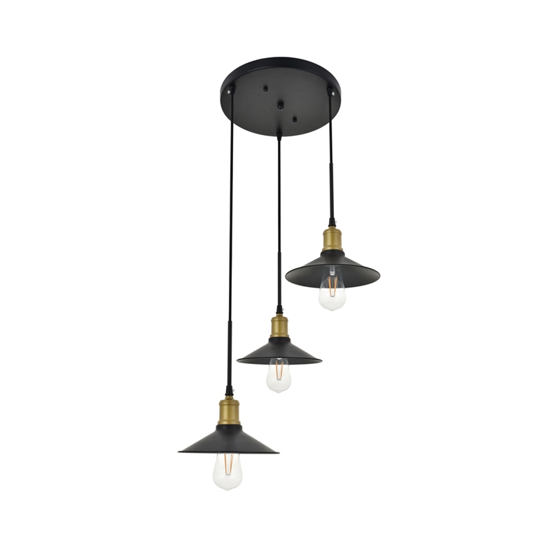 Living District Etude 3 Light Brass and Black Pendant
