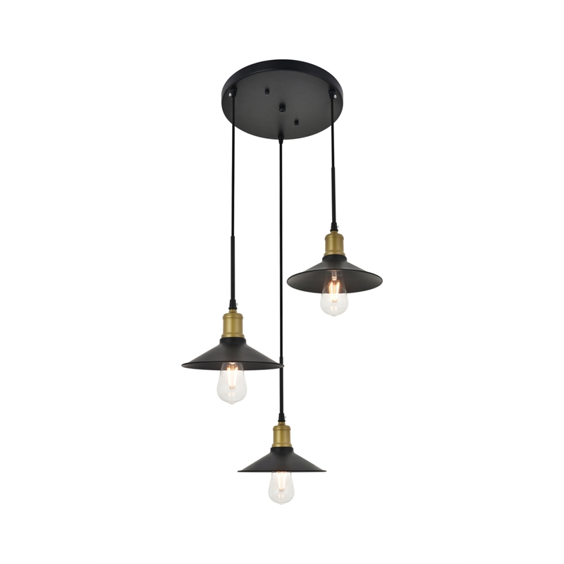 Living District Etude 3 Light Brass and Black Pendant