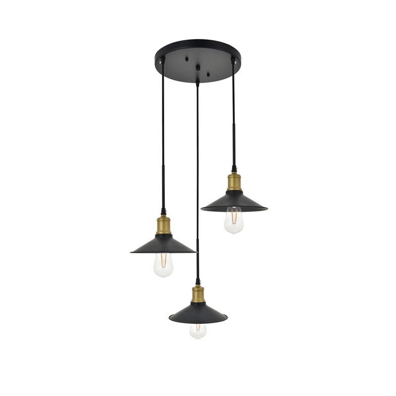 Living District Etude 3 Light Brass and Black Pendant