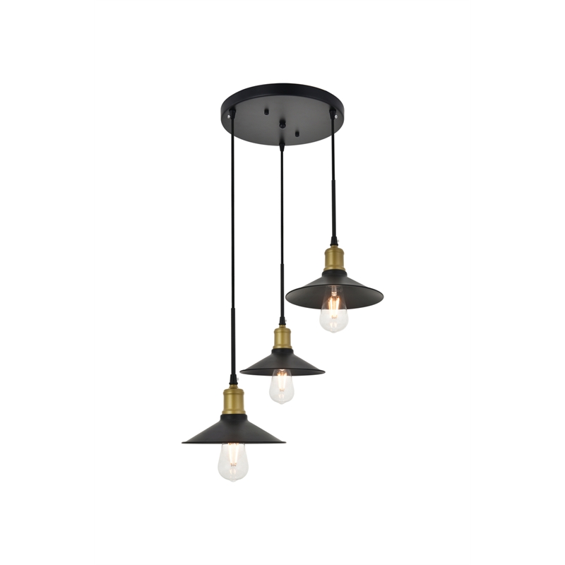 Living District Etude 3 Light Brass and Black Pendant