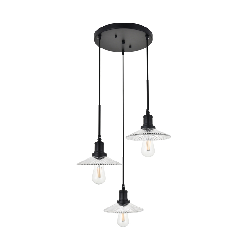 Living District Waltz 3 Light Black Pendant