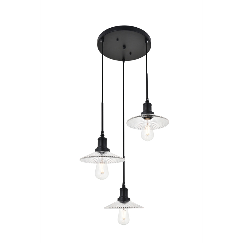 Living District Waltz 3 Light Black Pendant