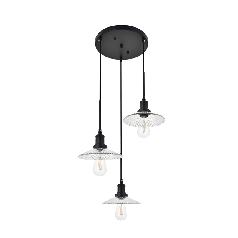 Living District Waltz 3 Light Black Pendant