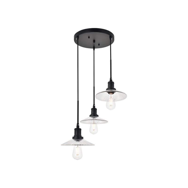Living District Waltz 3 Light Black Pendant