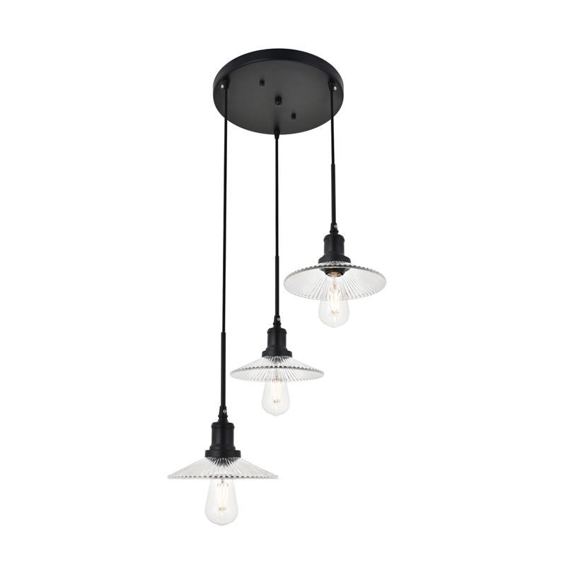 Living District Waltz 3 Light Black Pendant