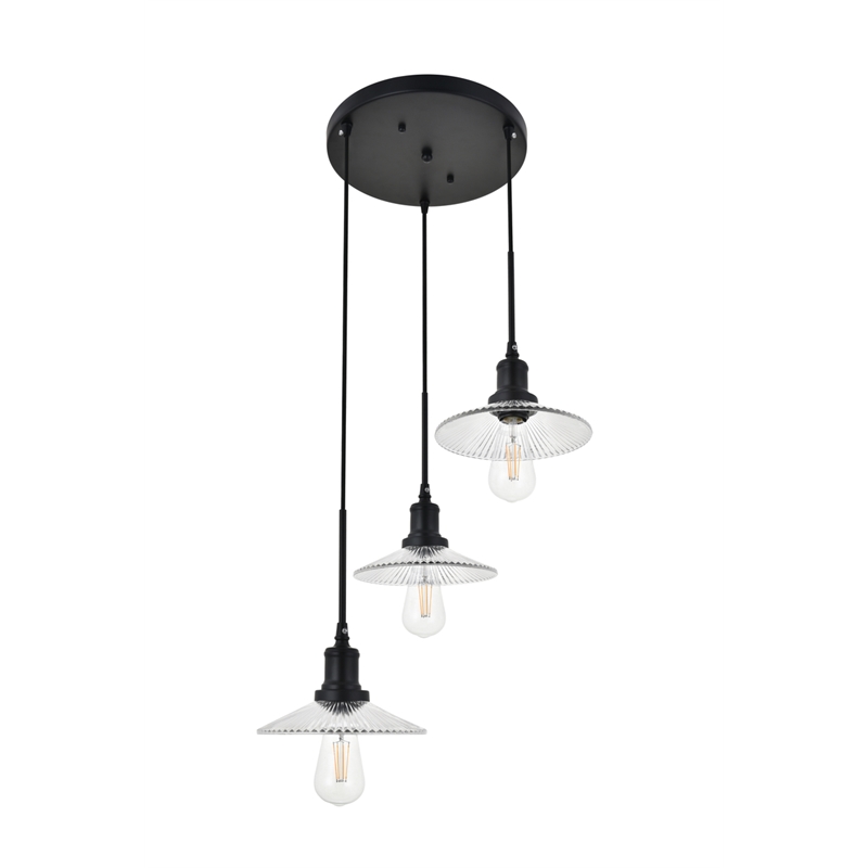 Living District Waltz 3 Light Black Pendant