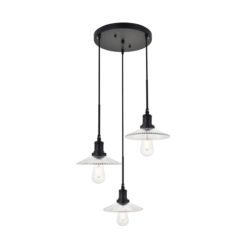Living District Waltz 3 Light Black Pendant