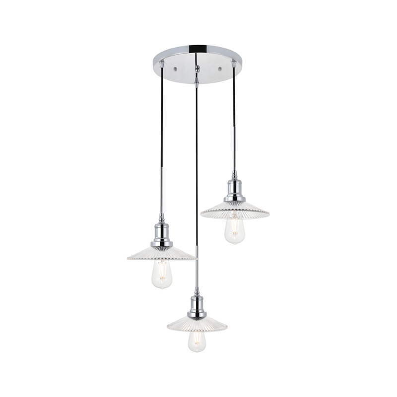 Living District Waltz 3 Light Chrome Pendant