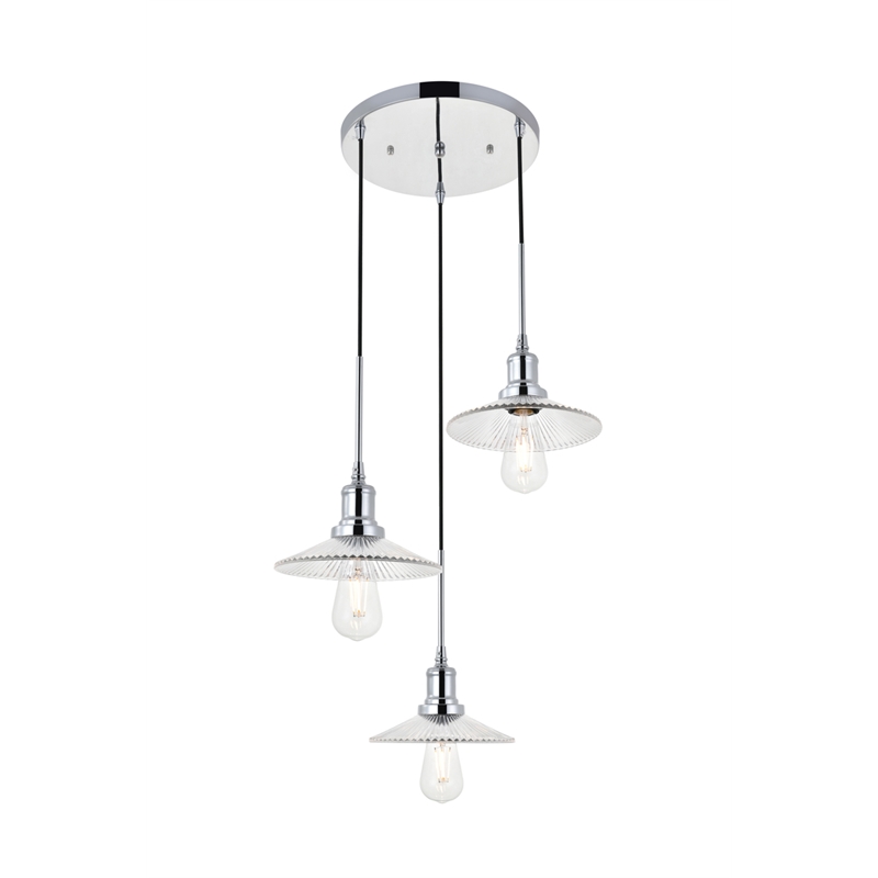 Living District Waltz 3 Light Chrome Pendant